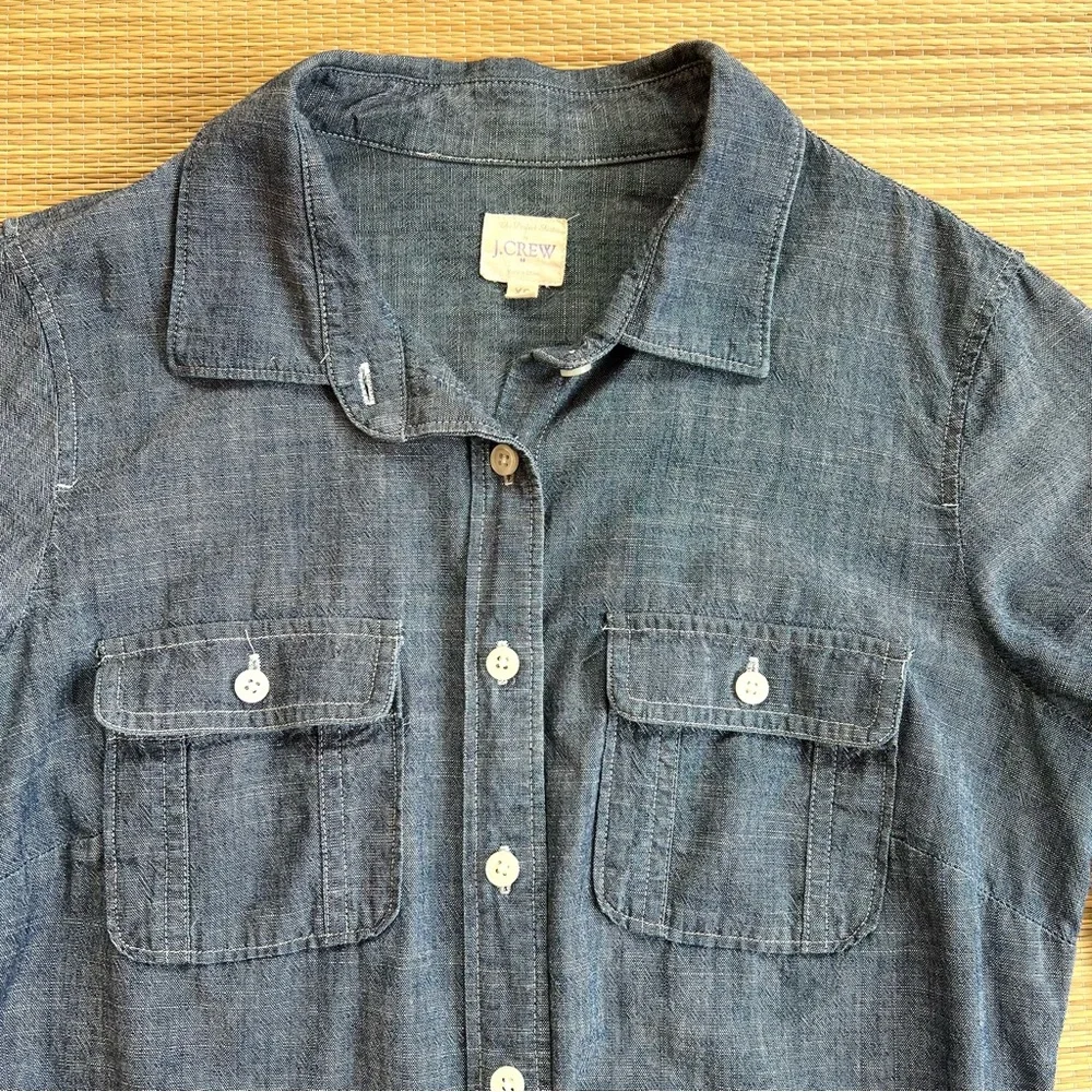 J. Crew Blue Denim Chambray 100% Cotton Button Down Shirt